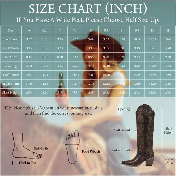 Women's Retro Vintage Brown Floral Embroidered Classic Chunky Heel Tall Boot - Picture 6 of 6